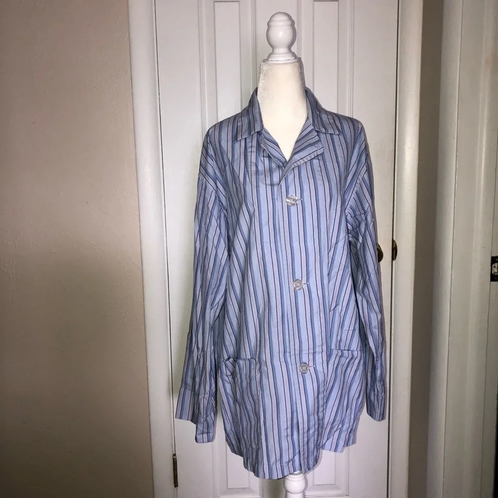 POLO RALPH LAUREN Long Sleeve Button Sleep Shirt Sz S